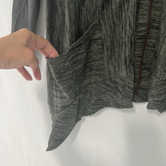 Logo Lori Goldstein Zip Front Cardigan Knit Sweater Small Sharkbite Hem Flowy - Picture 4 of 13